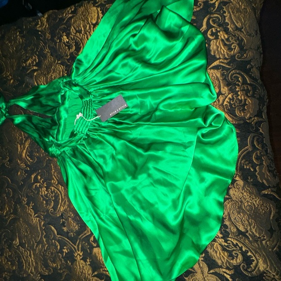 New -Alice & Olivia Green Silk Dress- size xs - Picture 7 of 10
